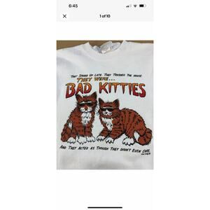 Vintage 90s Grunge Surf Skate Bad Kitties Frank Coble Original Party Sweatshirt